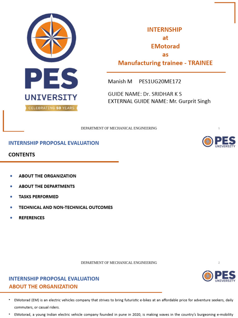 EMotorad Internship Report: Manufacturing Insights | PDF | Engineering ...