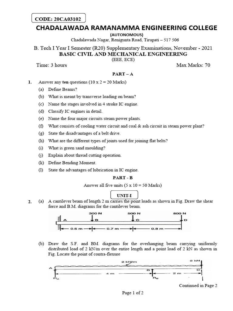 R20 BCME SET-I | PDF | Beam (Structure) | Belt (Mechanical)