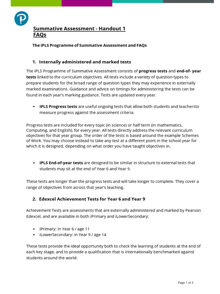iPLS+Implementation Summative+Assessment Handout+1 FAQs | PDF ...