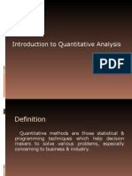 Introduction to Quantitative Analysis Techniques for Business Decision Making