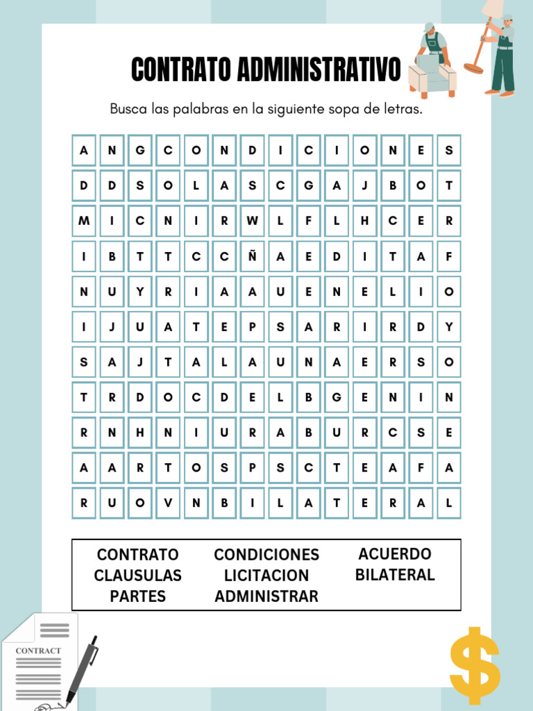 Sopa de Letras :contrato Administrativo | PDF