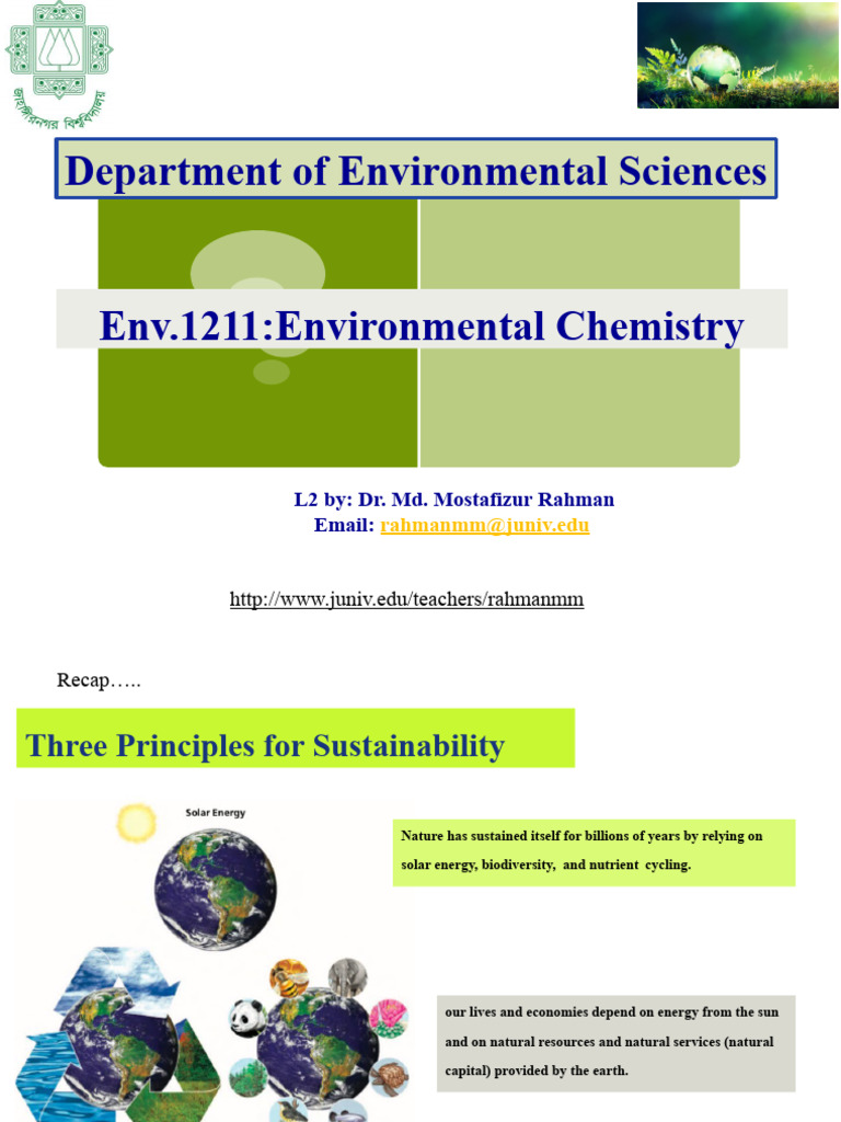 Environmental Chemistry Overview | PDF | Earth | Carbon Cycle