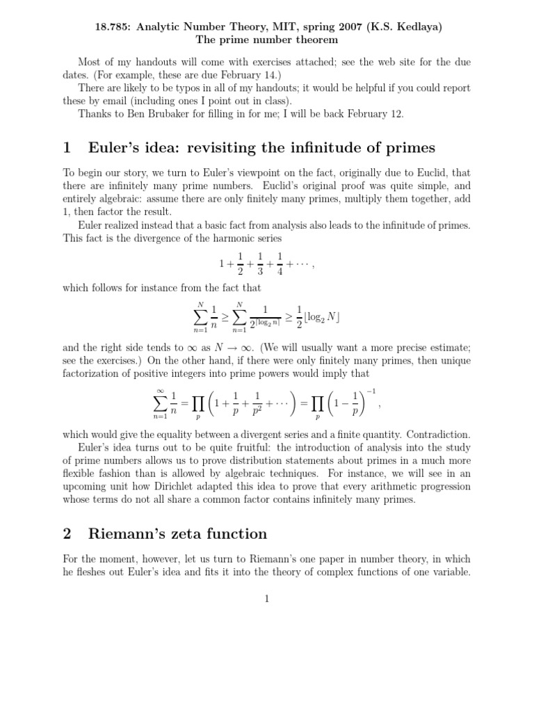 Prime Number Theorem | PDF | Prime Number | Functions And Mappings