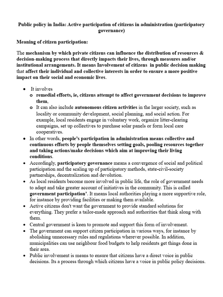 Citizen Participation in Development Administration | PDF | Government ...