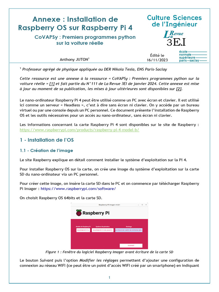 Configurer Raspberry Pi 4 pour CoVAPSy | PDF | Enveloppe de protection ...
