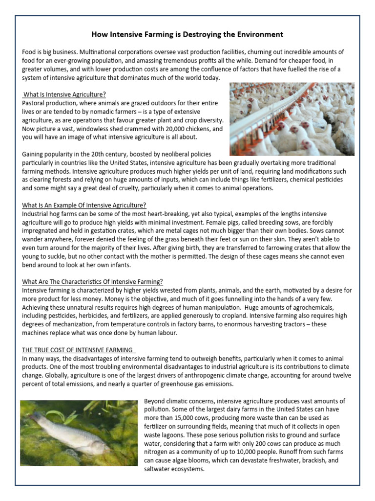 Intensive Farming's Environmental Impact | PDF | Agriculture ...