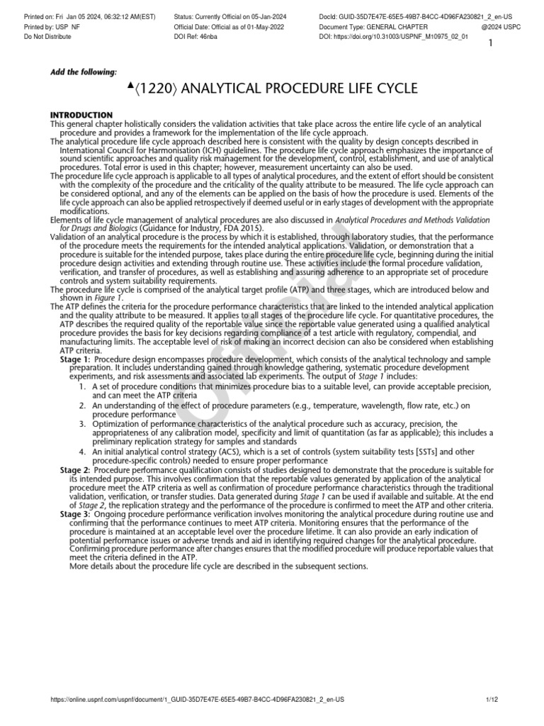 1220 Analytical Procedure Life Cycle | PDF | Accuracy And Precision ...