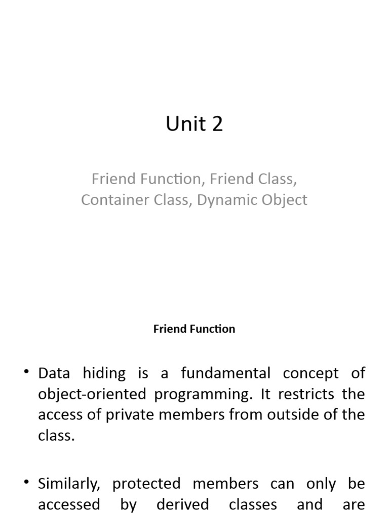 Friend function friend class dynamic object pdf class computer