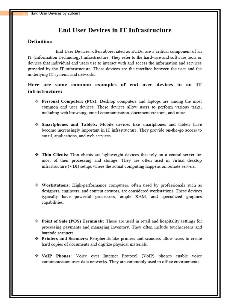 End User Devices in IT Infrastructure | PDF | Operating System ...
