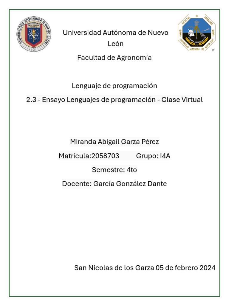 2.3 Ensayo de Lenguajes de Programacion | PDF | Lenguaje de ...