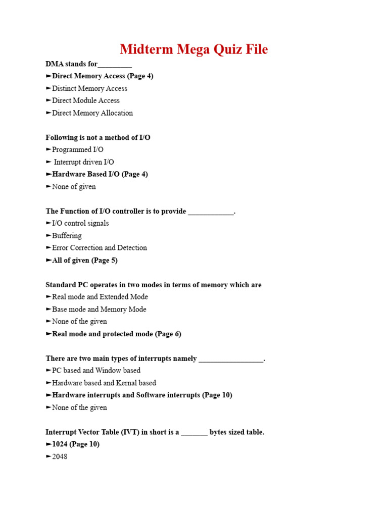 CS609 Midterm Quiz Solutions | PDF | Input/Output | X86 Architecture