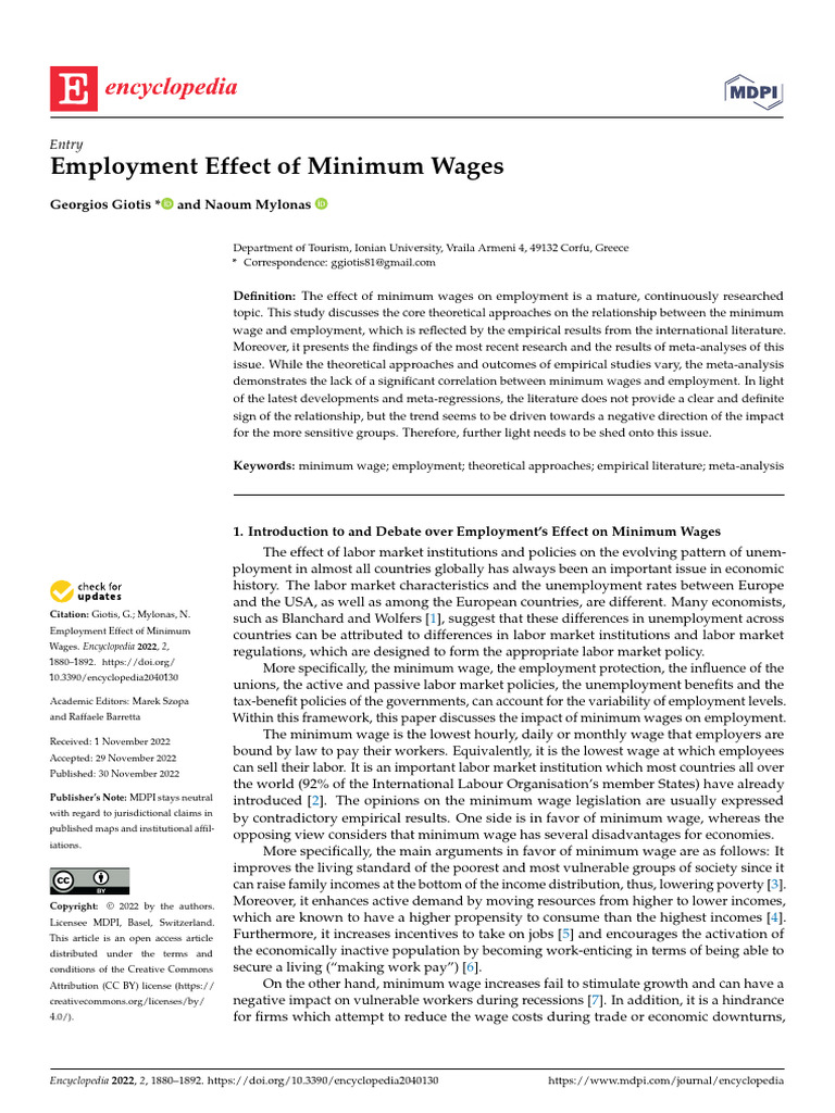Employment Effect of Minimum Wages | PDF | Minimum Wage | Labour Economics