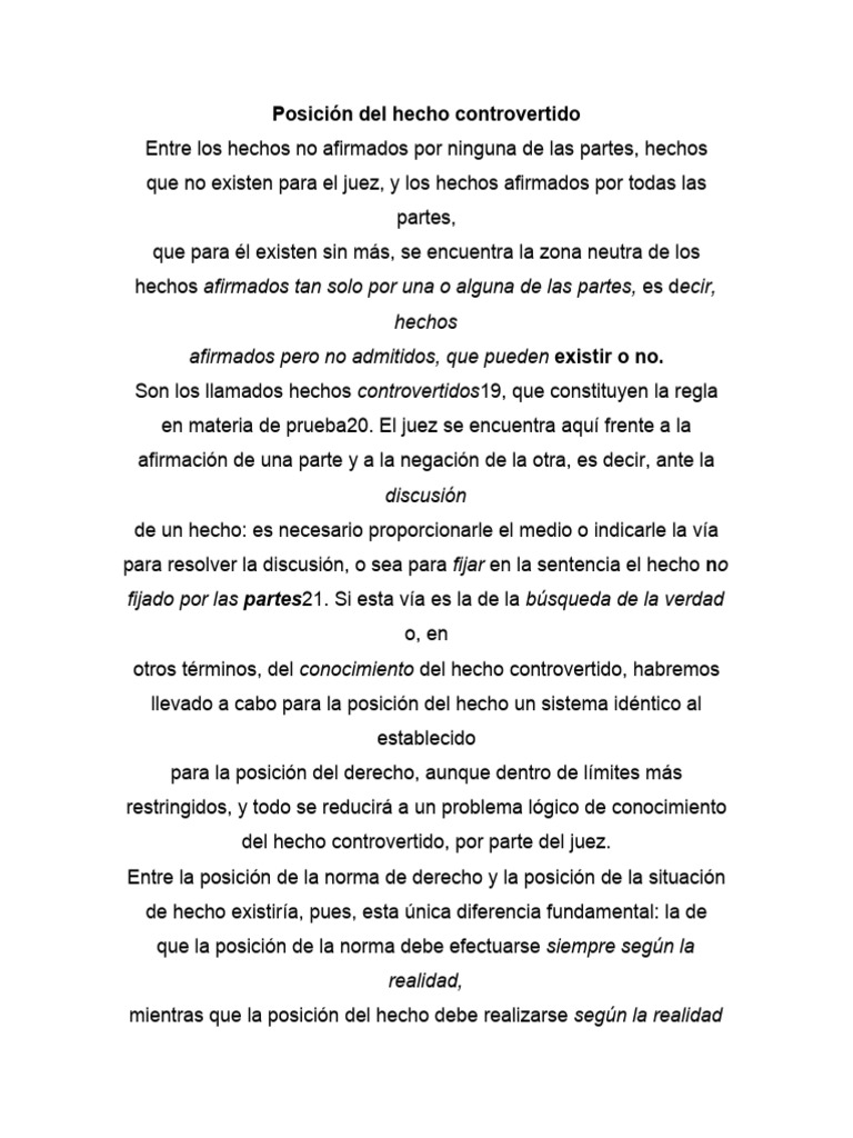 Posición Del Hecho Controvertido | PDF | Ciencias sociales | Filosofía