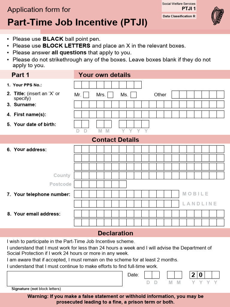Part-Time Job Incentive (PTJI) : Your Own Details | PDF | Employment