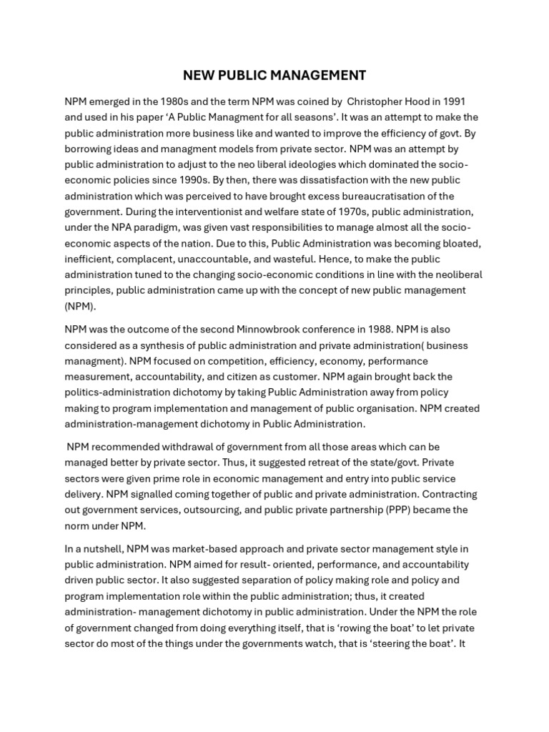 What Is New Public Management Approach