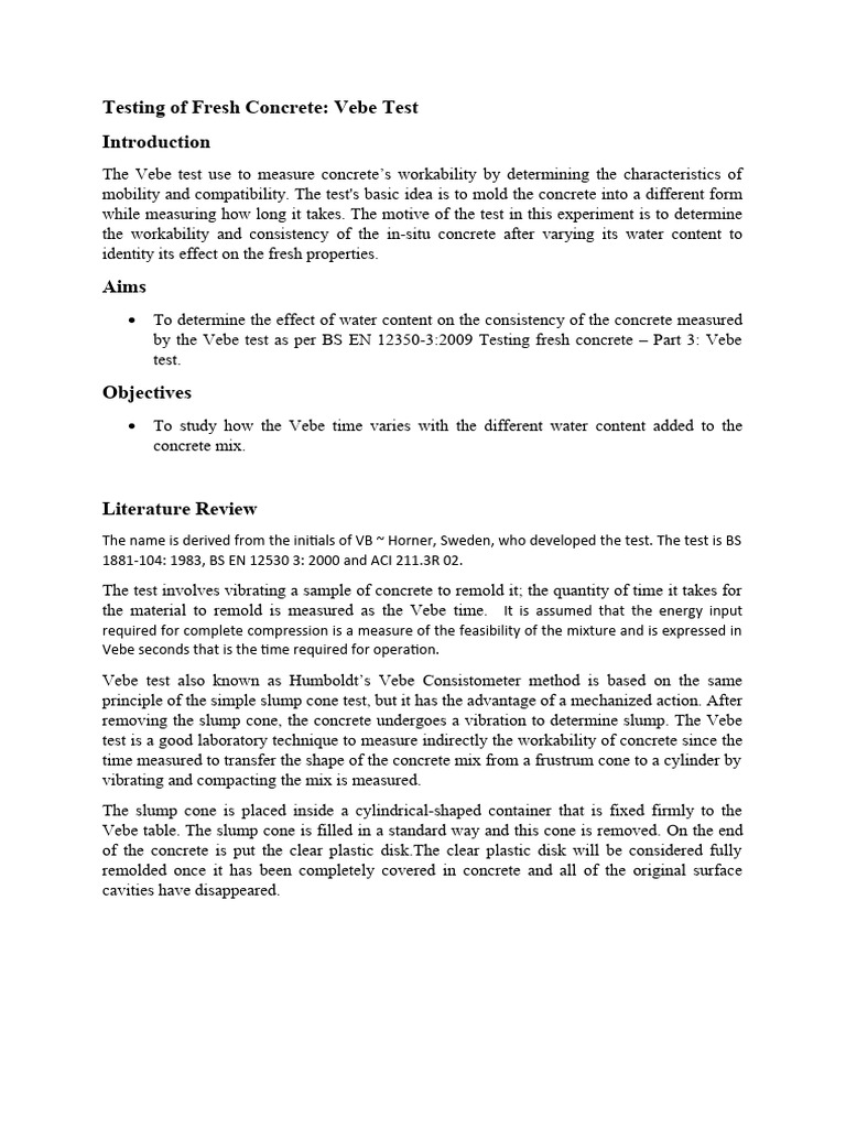 Vebe Test | PDF | Concrete | Materials