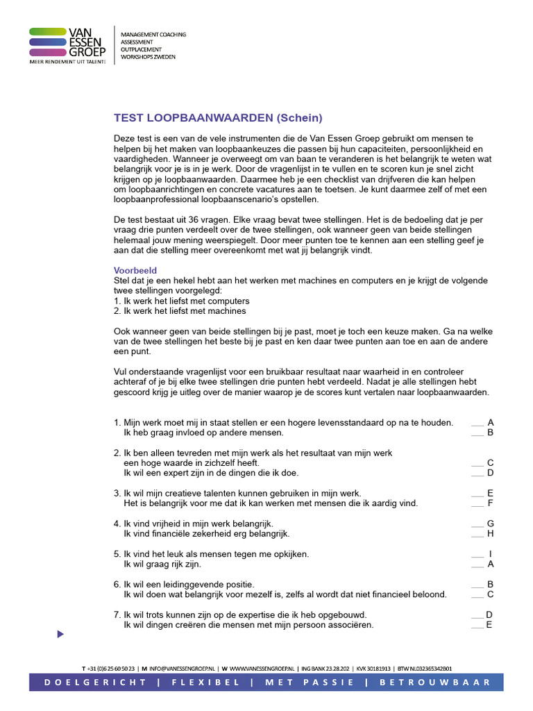 Loopbaantest NL | PDF