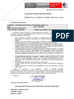 Declaración Jurada Del Proveedor: Huancayo, 15 de Mayo Del 2024