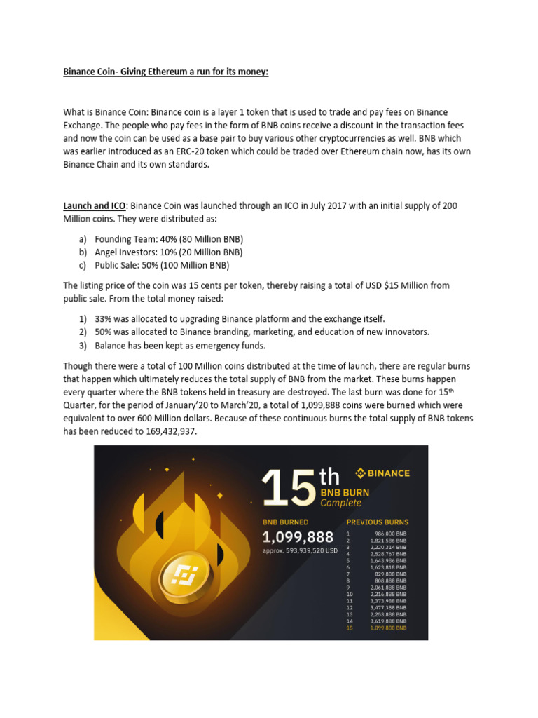 Binance Coin: A Competitive Overview | PDF | Cryptocurrency | Economies
