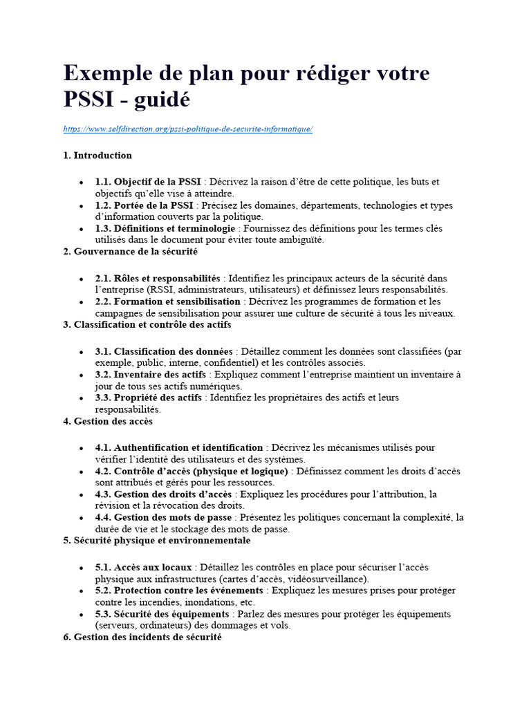 Exemple de Plan PSSI Guidé | PDF | Sécurité | Informatique
