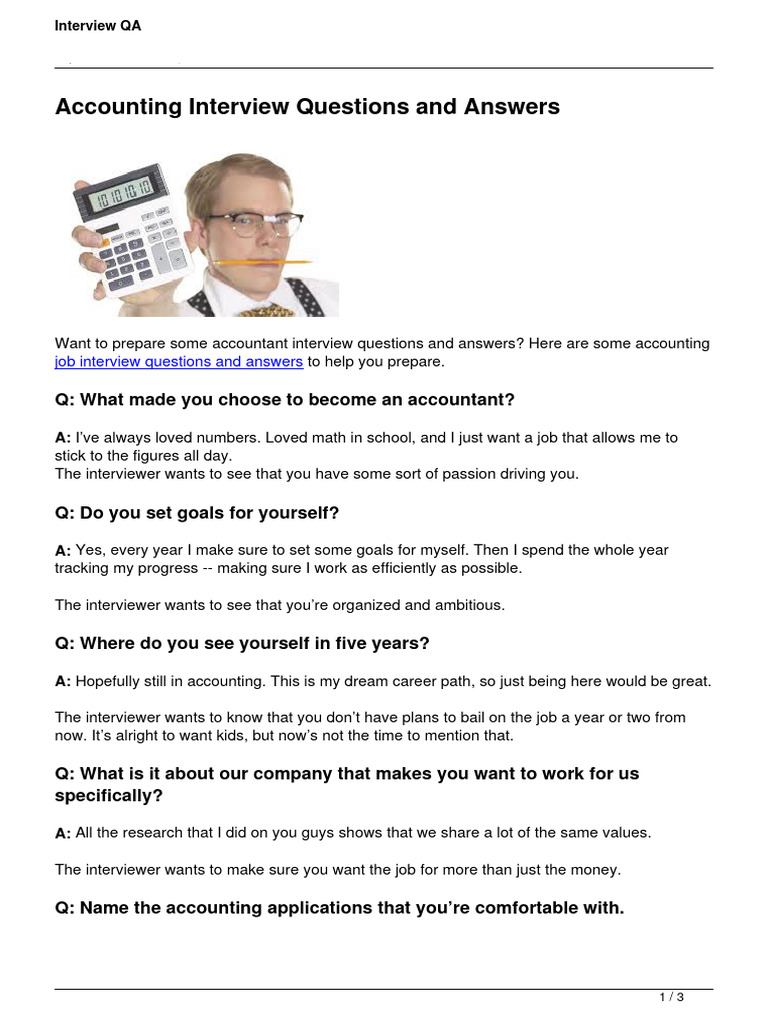 Accounting Interview Questions and Answers | PDF