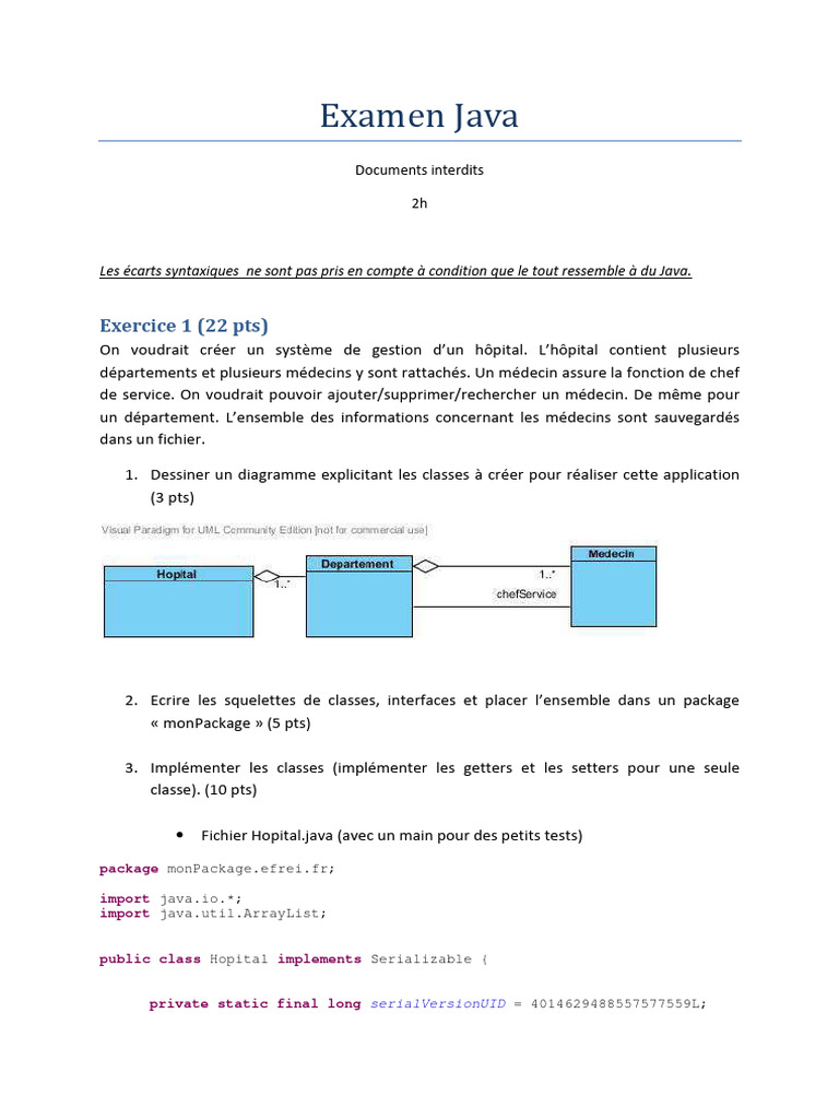 Gestion d'hôpital en Java | PDF | Java (Langage de programmation ...