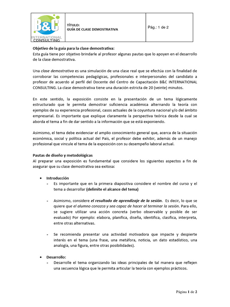 Guía de Clase Demostrativa | Descargar gratis PDF | Maestros | Comunicación