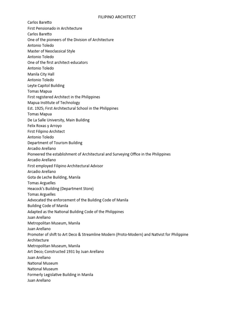 Filipino Architect Pdf Philippines Metro Manila