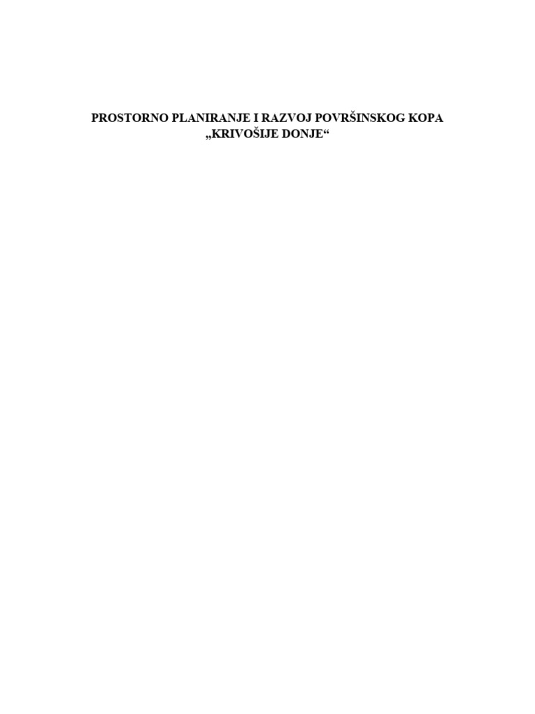 Prostorno Planiranje I Razvoj Površinskog Kopa | PDF