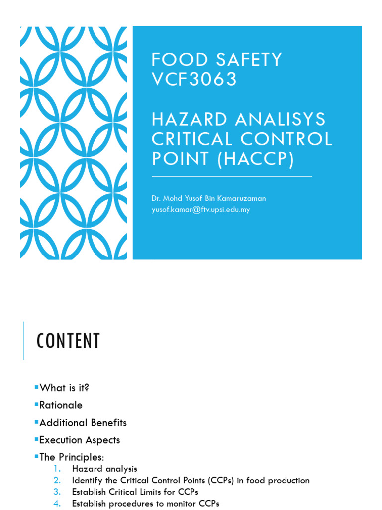 5 - Hazard Analysis and Critical Control Point | PDF | Food Safety ...