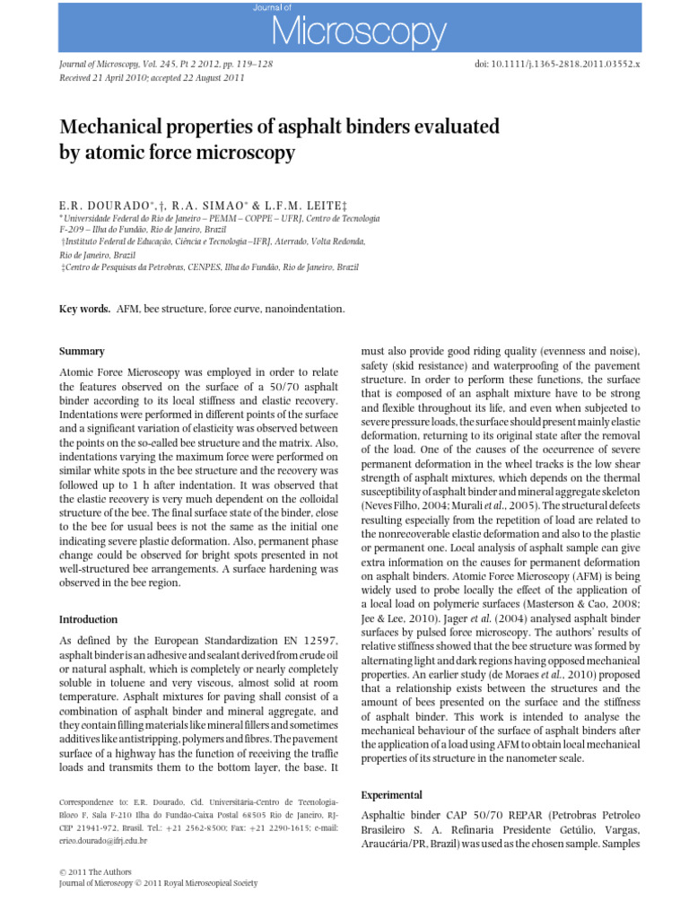 Mechanical Properties of Asphalt Binders | PDF | Atomic Force ...
