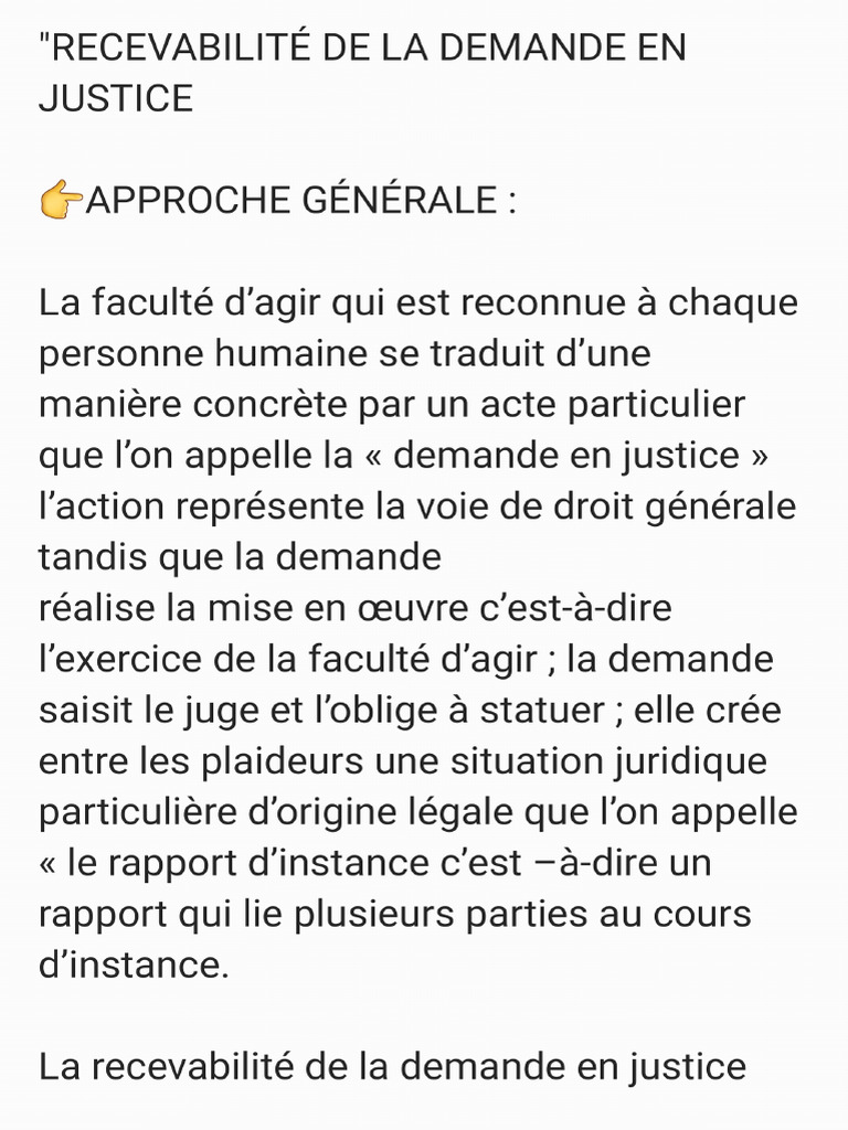La Recevabilité de La Demande en Justice | PDF