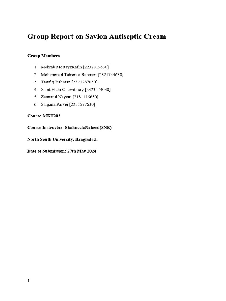 group-report-on-savlon-antiseptic-cream-pdf-brand-marketing