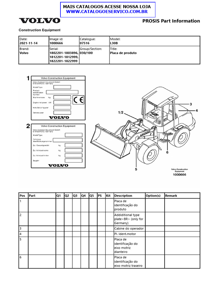 Catalago Volvo L30B MODERNA | PDF | Mechanical Engineering | Internal