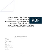Impact of Tax Policies On Small and Medium-Sized Enterprises (Smes) in Nigeria (A Case Study of Smes in Gwagwalada, Fct-Abuja)