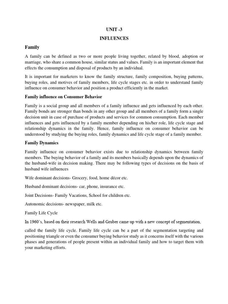 Family Influence on Consumer Behavior | PDF | Consumer Behaviour ...