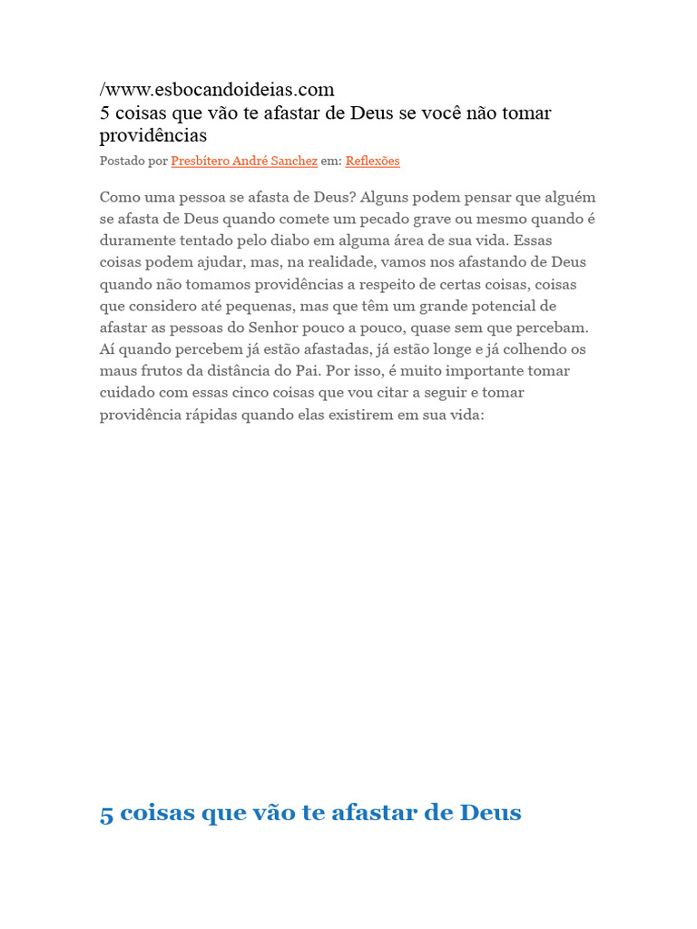 5 Fatores que Afastam de Deus | PDF | Bíblia | Deus