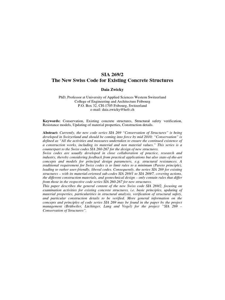 Swiss Code SIA 269/2 for Concrete Structures | PDF | Strength Of ...