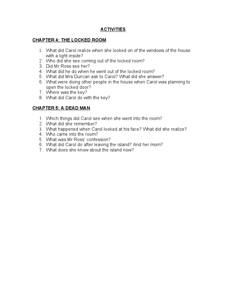 Activities Chapter 4 The Locked Room PDF