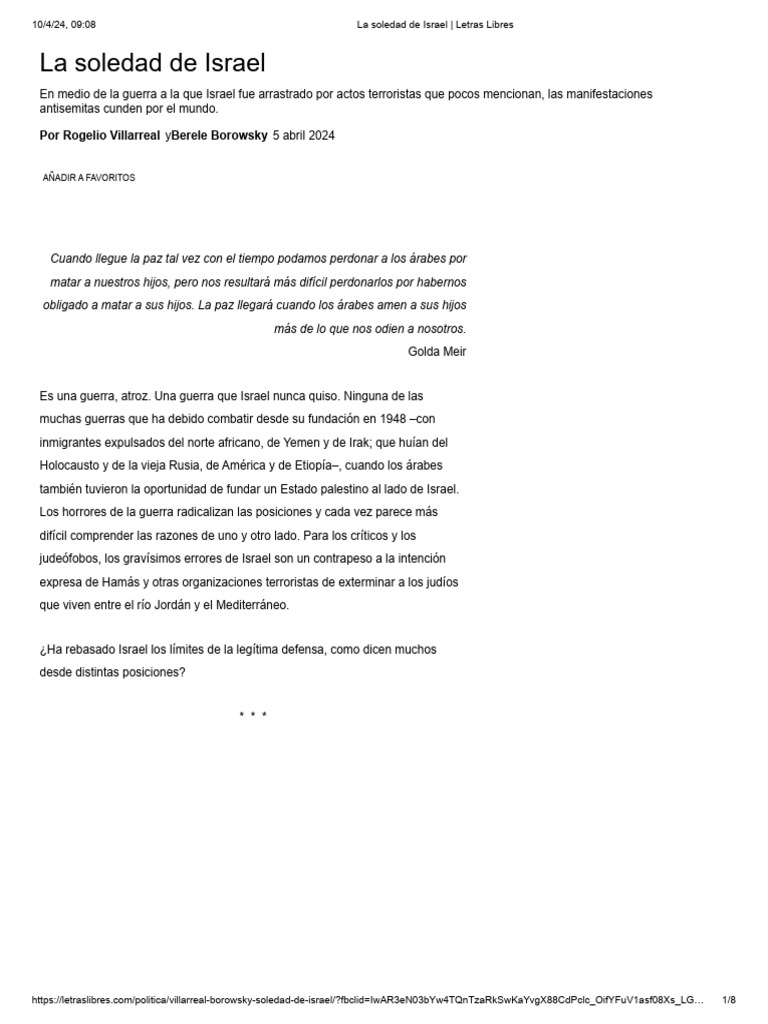 La soledad de Israel en conflicto | PDF | Israel | Política mundial