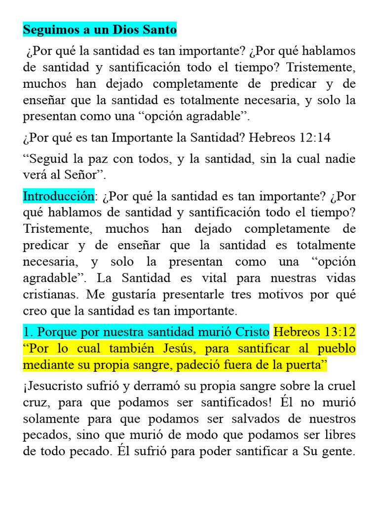 Importancia de la Santidad en la Fe | PDF | Salvación | Pecado