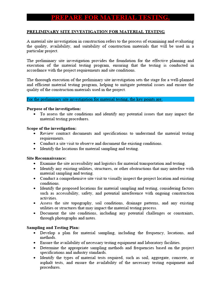 Preparation For Material Testing Pdf Concrete Laboratories