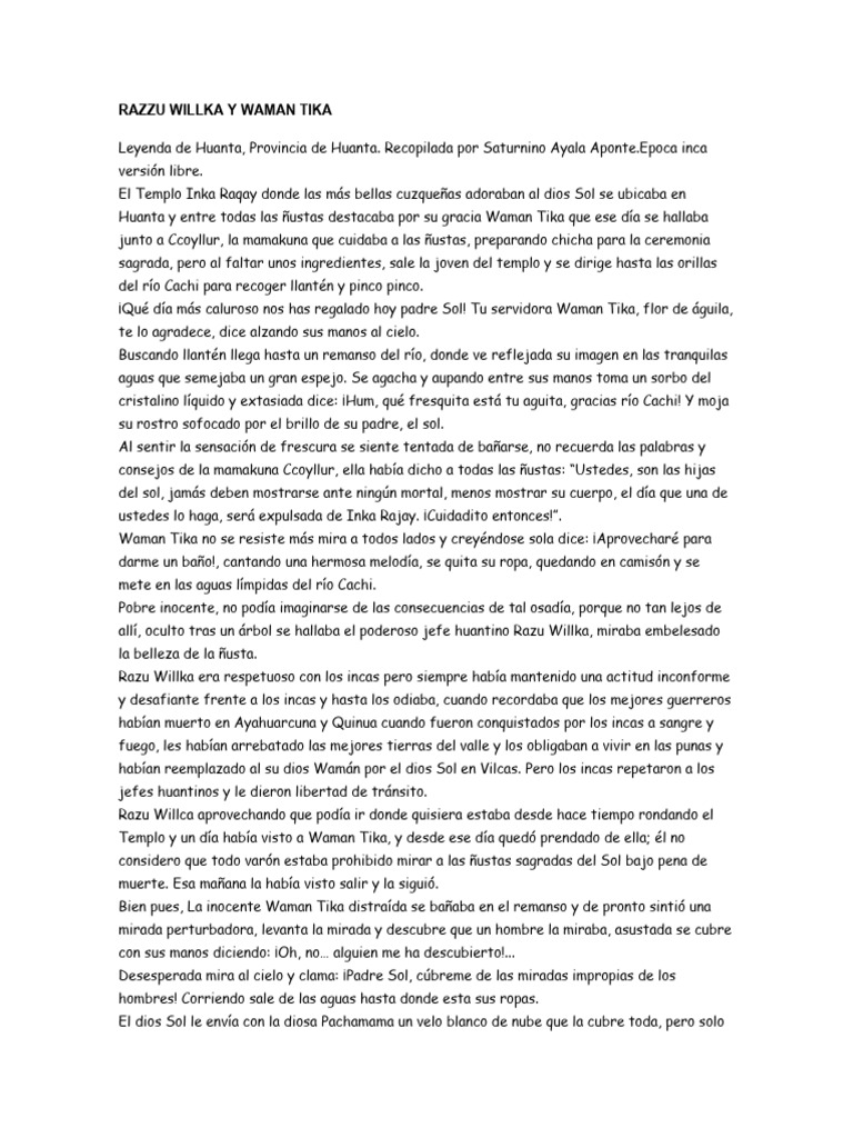 Razzu Willka y Waman Tika | PDF | Imperio Inca