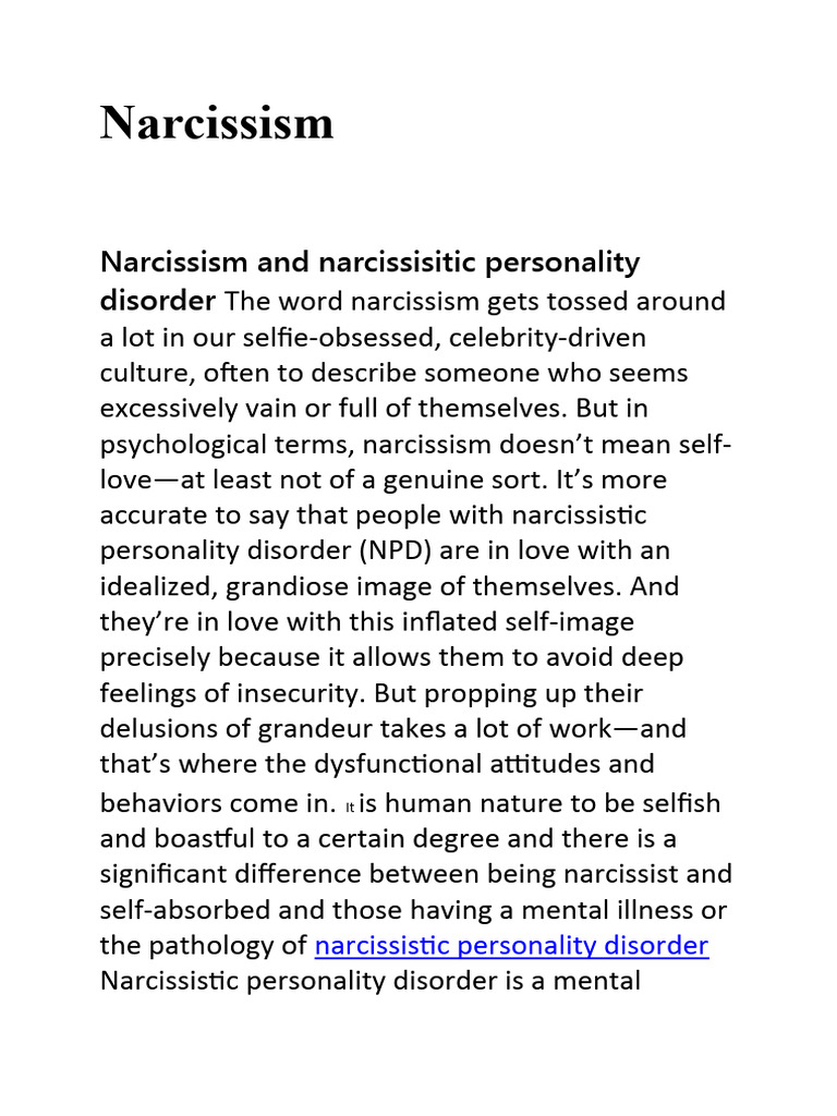 Narcissism | PDF | Narcissism | Psychology