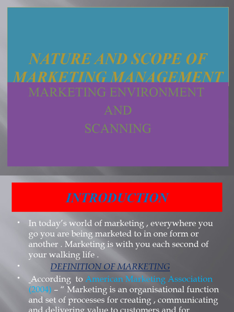 Marketing Management Overview and Scope | PDF | Marketing | Swot Analysis