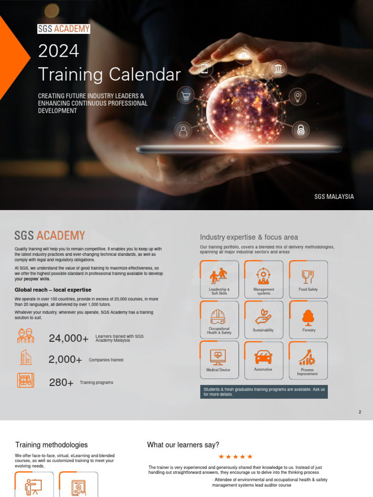 SGS KN MY Academy Training Calendar 2024 PDF Educational Technology