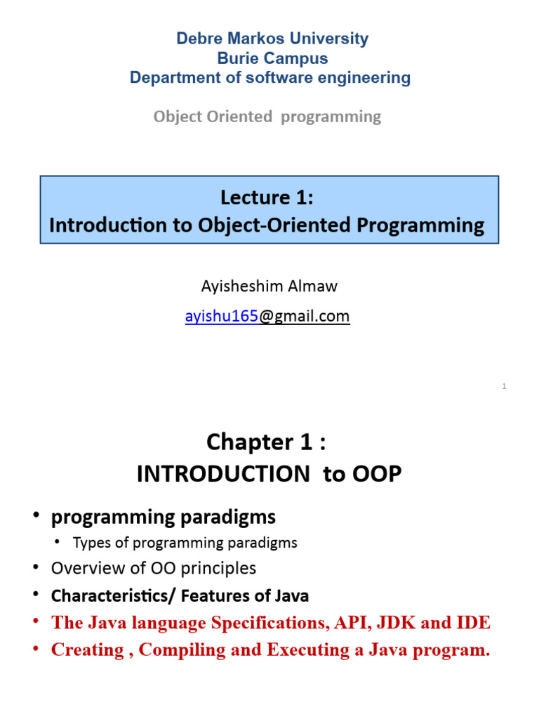 Introduction to Object-Oriented Programming | PDF | Object Oriented ...
