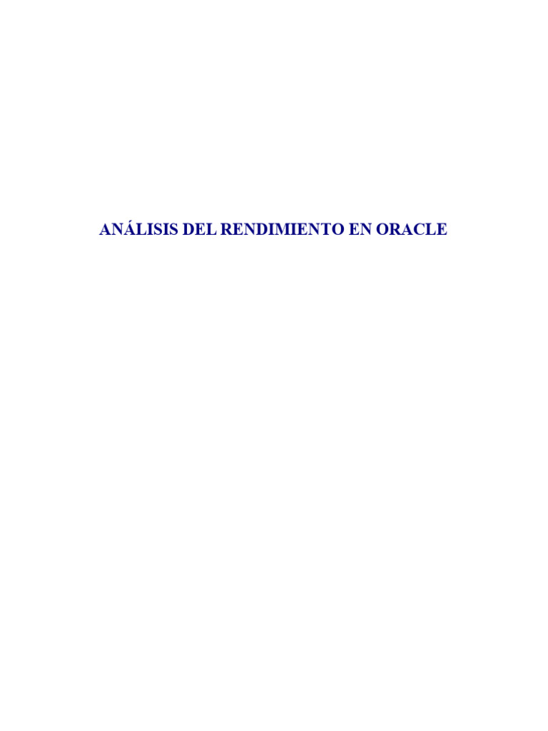 Analisis de rendimiento oracle pdf ciencias de la informaci n datos