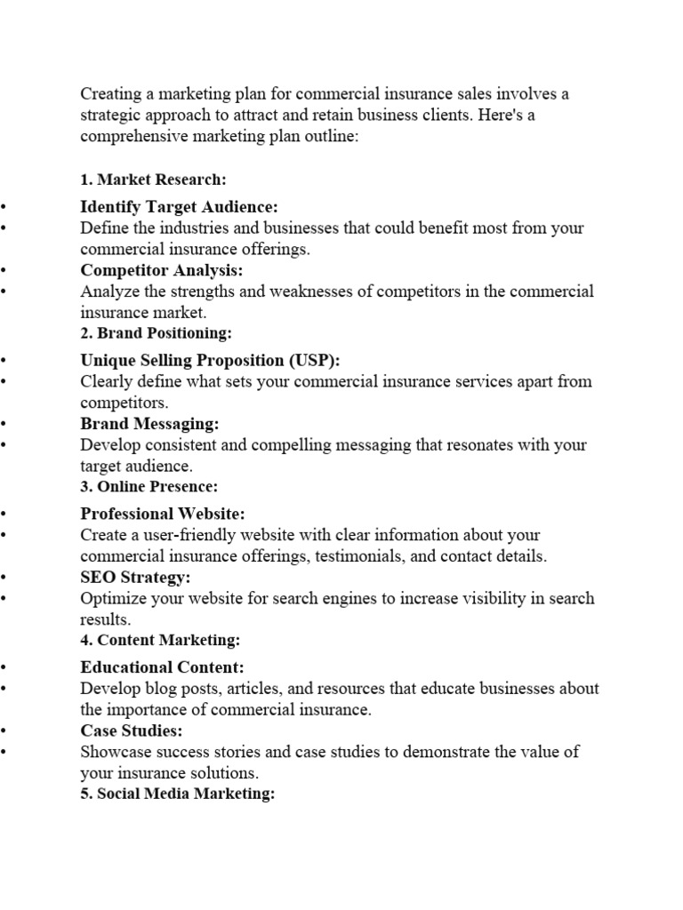 Marketing Plan for Commercial Insurance | PDF | Insurance | Liability ...