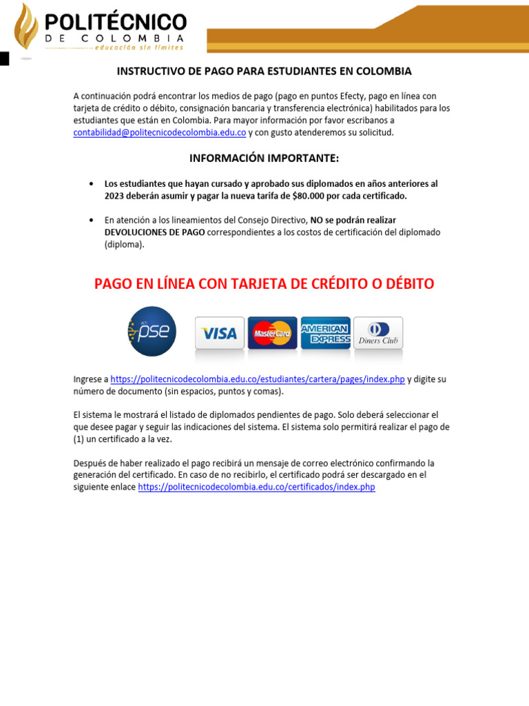 Instructivo de Pago para Estudiantes | PDF | Tarjeta de débito ...